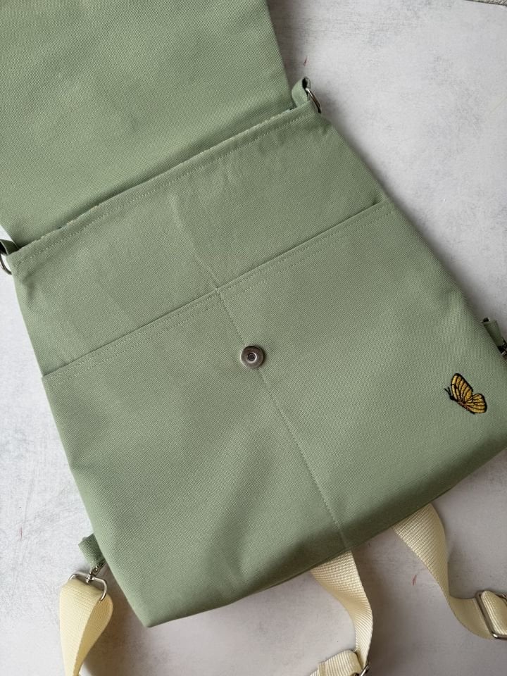 Su Yeşili Bisiklet Nakışlı Sırt Çantası