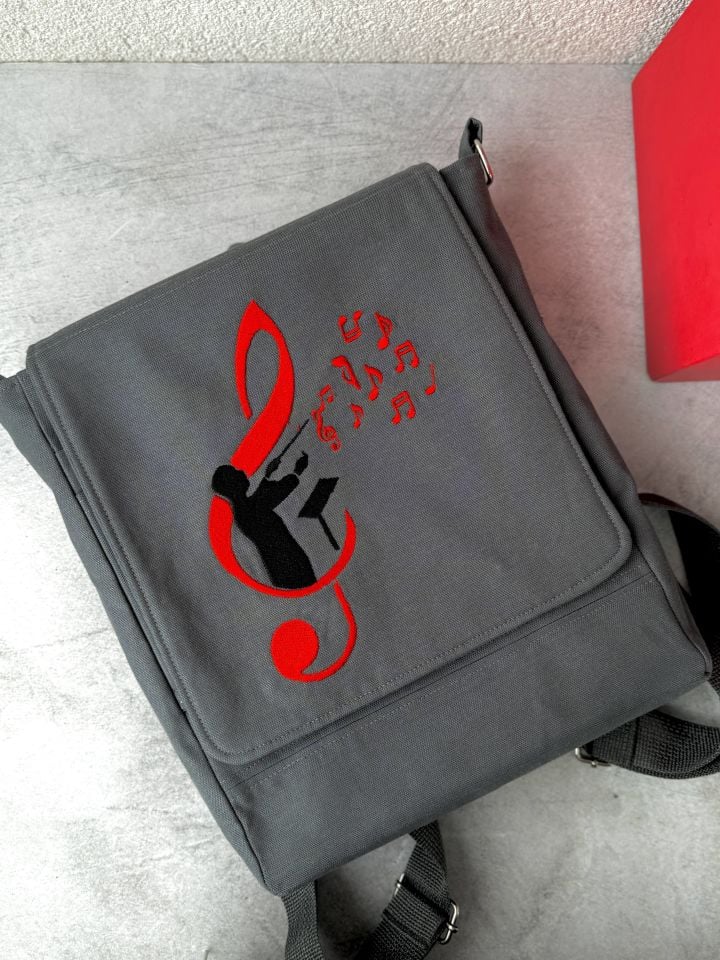 Antrasit Sol Anahtar Nakışlı 13 İnç Laptop Çantası