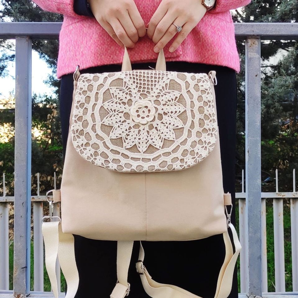 Krem Otantik Serisi Sırt Çantası