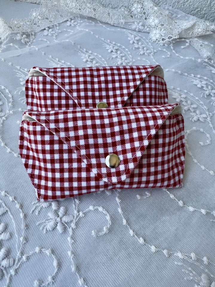 Kırmızı Pötikare Gözlük Kılıfı