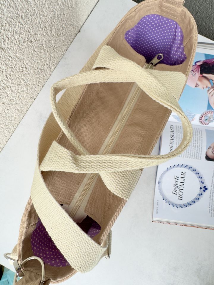 Krem Melek Nakışlı Omuz Çantası