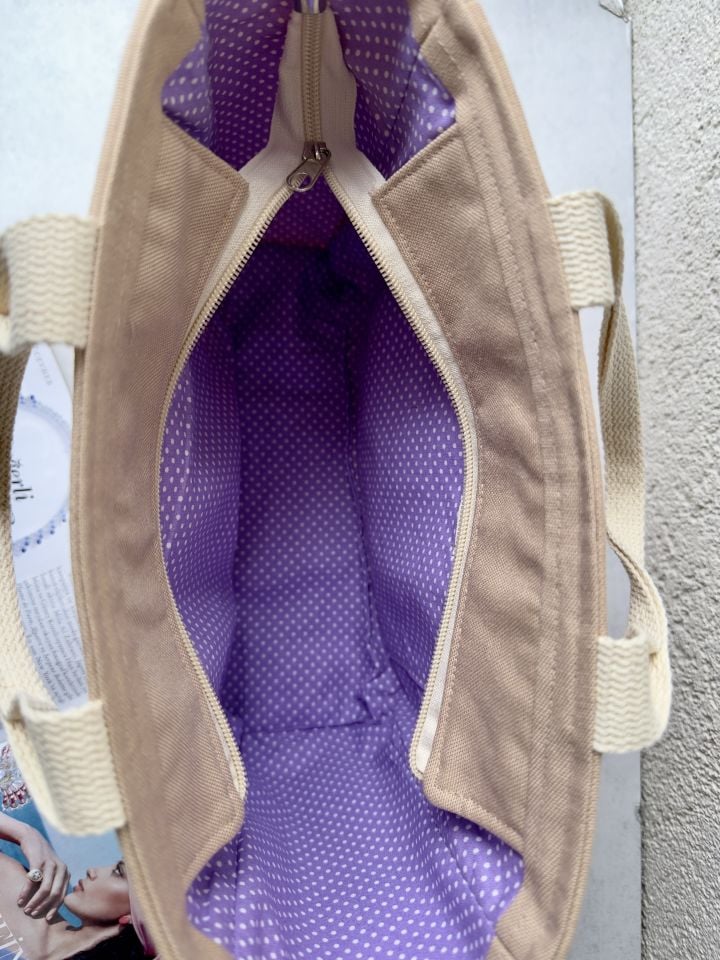 Krem Melek Nakışlı Omuz Çantası