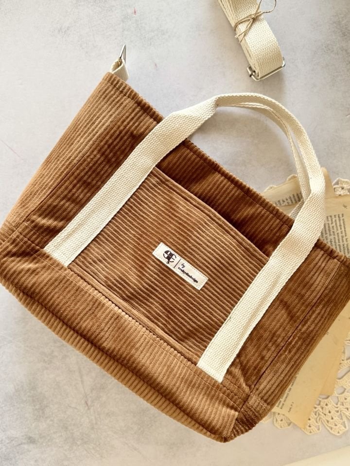 Sütlü Kahve Fitilli Kadife Omuz Çantası