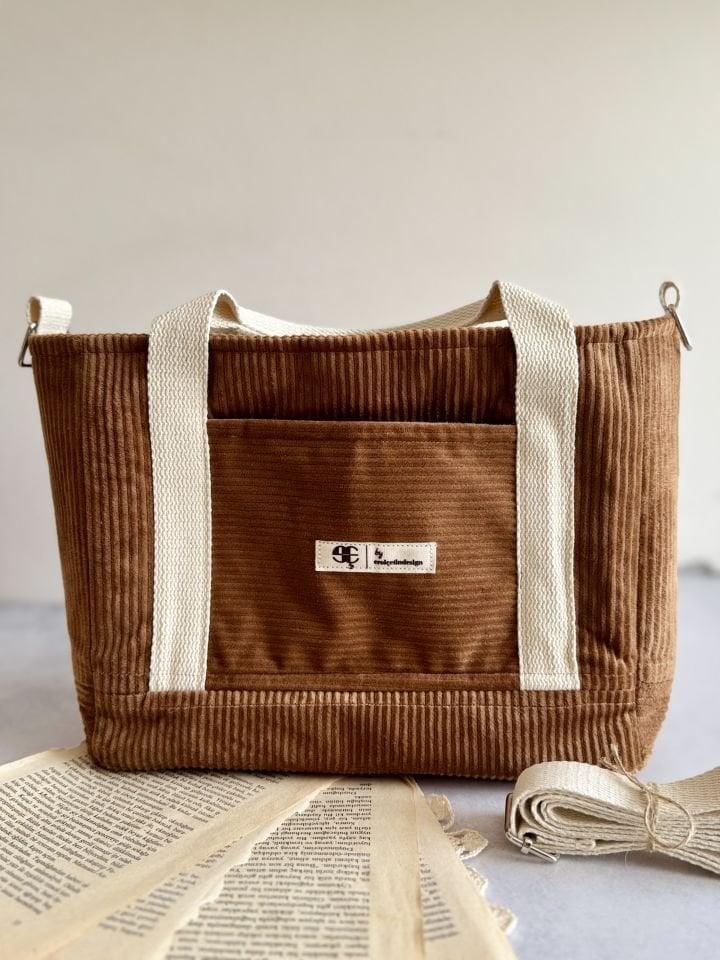 Sütlü Kahve Fitilli Kadife Omuz Çantası