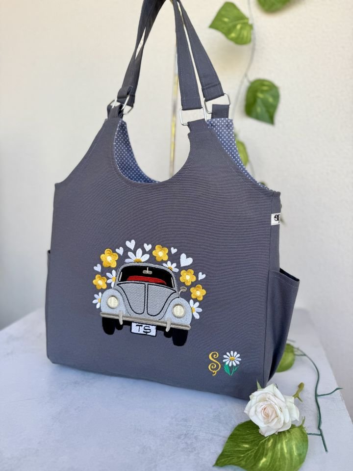 Antrasit Vosvos Nakışlı Omuz Çantası