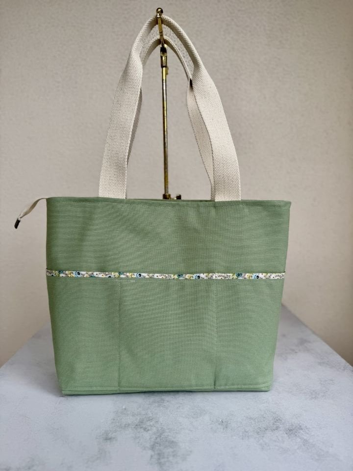 Su Yeşili Çiçekli - Bisikletli Omuz Çantası