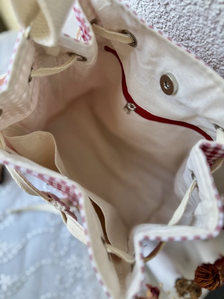 Kırmızı Ekose Bucket Omuz Çantası