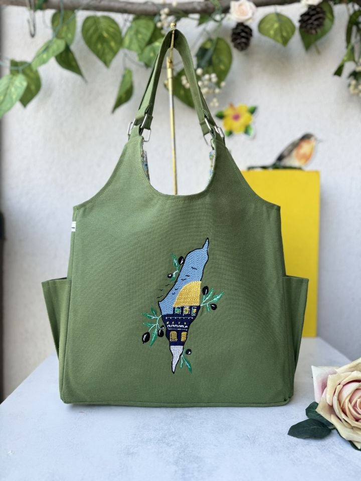 Yeşil Mescidi Aksa Nakışlı Omuz Çantası