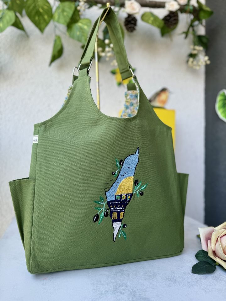 Yeşil Mescidi Aksa Nakışlı Omuz Çantası