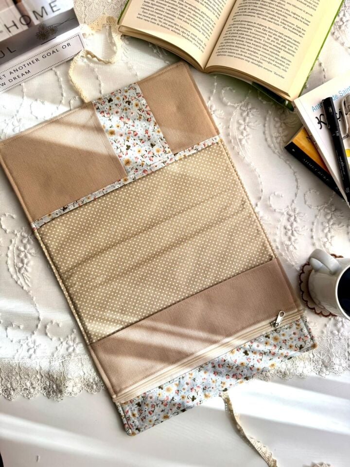 Krem Mescid-i Aksa Nakışlı Kişiye Özel Kitap Kılıfı Organizer